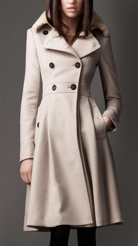 burberry fur collar full skirt coat|burberry ladies car coats.